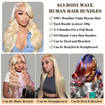Body Wave Bundles Human Hair 12A 613 Blonde Unprocessed Weave
