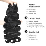 Body Wave Bundles Human Hair 16A Virgin Natural Black Premium Weave