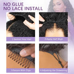 Glueless Deep Wave Half Wig Human Hair Wear & Go No Glue Beginner Friendly