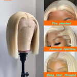Glueless HD Lace Front Bob Wig Straight Human Hair 613 Blonde 13x4
