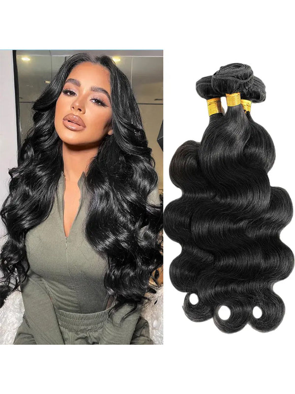 Body Wave Bundles Human Hair 12A Virgin Natural Black Weave