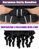 Burmese Curly Bundles Human Hair Raw Virgin Natural Black Spiral Curls