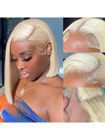 Glueless HD Lace Front Bob Wig Straight Human Hair 613 Blonde 13x4