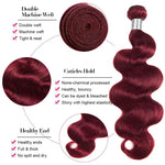 Body Wave Bundles Human Hair 99J Burgundy Wine Red Brazilian Weave