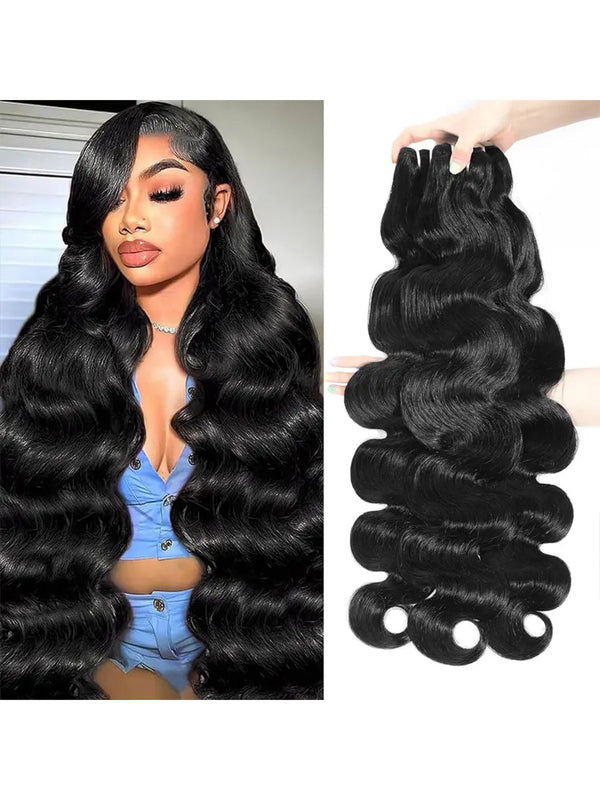 Body Wave Bundles Human Hair 16A Virgin Natural Black Premium Weave