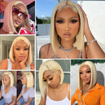 Glueless HD Lace Front Bob Wig Straight Human Hair 613 Blonde 13x4