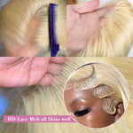 HD Lace Front Wig Straight Human Hair 613 Blonde 13x6