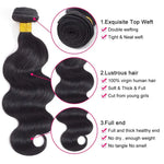 Body Wave Bundles Human Hair 12A Virgin Natural Black Weave