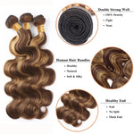 Body Wave Bundles Human Hair P4/27 Ombre Honey Brown Weave