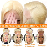 Glueless HD Lace Front Bob Wig Straight Human Hair 613 Blonde 13x4