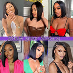 Glueless HD Lace Front Bob Wig Straight Human Hair Natural Black 13x4 Pre-Plucked